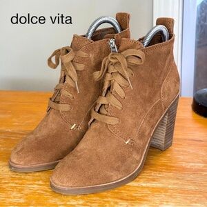 Dolce Vita Suede Lace-Up Block Heel Bootie